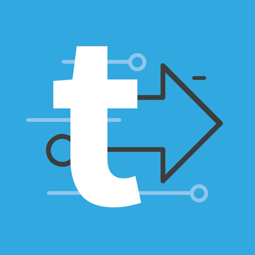 The Tugger T mark, a white letter T on a blue tile